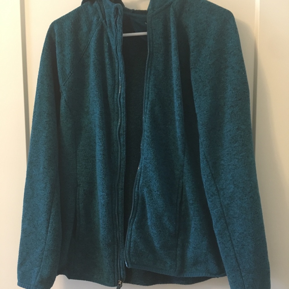 Blue zip up fleece hoodie